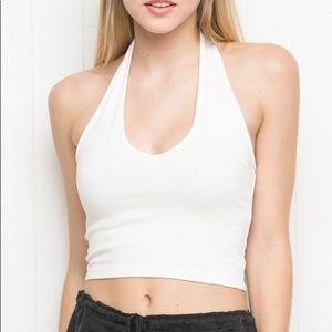 Brandy Melville White Lena Halter Crop Top